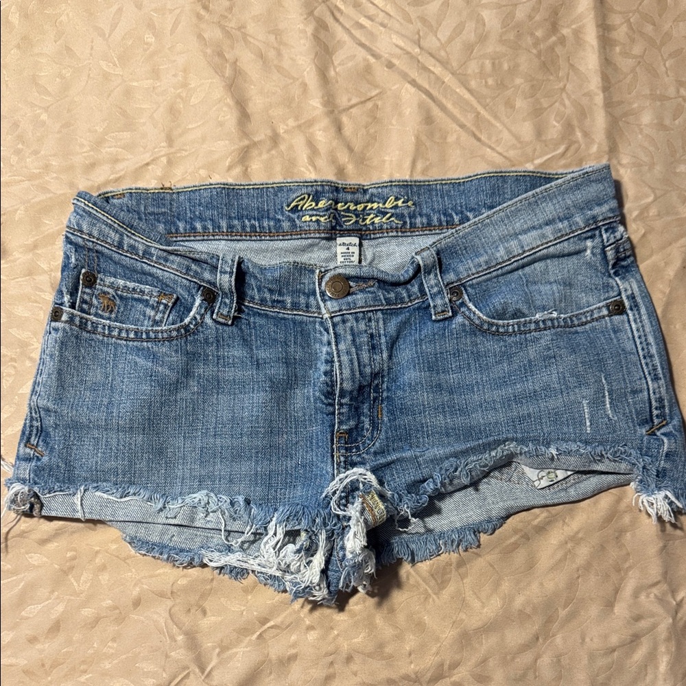 Abercrombie & Fitch Light Blue Frayed Jean Shorts